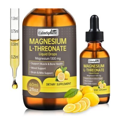 Calm Sphere High Absorption Magnesium L-Threonate With L-Theanine & GABA, 1300mg. Supports Brain Function, Deep Sleep Quality & Stress Relief, Fast Acting, For Adults & Kids, Natural Lemon Flavor, 60mls.  Exp: 02/28