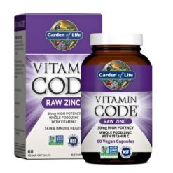 Garden of Life High Potency Raw Zinc, Vitamin C, Multimineral, Pre & Probiotcs, & Digestive Enzymes. For Skin Health, Immune Support & Gut Health, 60 Vegan Capsules     Exp: 03/2028