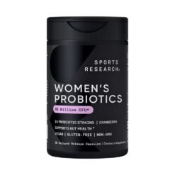 Sports Research Women's Probiotics with Prebiotics, 65 Billion CFU with Cranberry. For Vaginal, Gut Health & Digestive Support,  Bloating & Constipation, 30 D R Capsules.       Exp: 11/2027