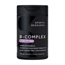 Sports Research Vitamin B-Complex, With Methylated B12 & Methyl Folate, Optimal Support for Energy Production, Cellular Health & Overall Well-Being,  120 Softgels |2 Months Supply|                Exp: 01/2028