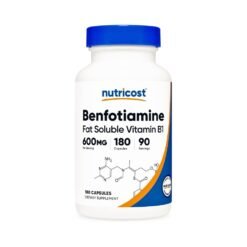 Nutricost Benfotiamine 600mg, Fat Soluble, Bioavailable, Active Form Of Thiamine |3-6 Months Supply| = 90 Capsules                      Exp: 10/2029