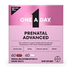 One A Day Prenatal Advanced Vitamin For Women, with Choline, Folic Acid, DHA For Optimal Fetal Brain Development, Growth & Maternal Health. 60 + 60 Count         Exp: 05/2027