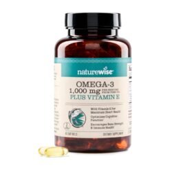 NatureWise Extra Strength Omega 3 Fish Oil, 1000mg- 600 EPA & 400 DHA & Vitamin E. Support For Heart, Brain, Eye & Optimal Wellness - Lemon Flavor, -60 Softgels                                                        Exp:08/2028