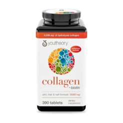 Youtheory Collagen + Biotin, Advanced Collagen with Hydrolyzed Peptides, Vitamin C & Biotin - Supports Hair Growth, Skin, Joints & Nail Health  - 390 Tablets (2+ months supply)                                Exp:04/2027