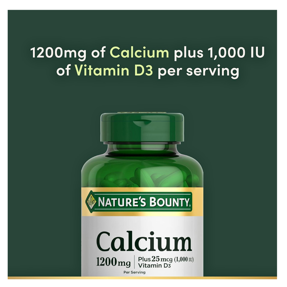 Nature's Bounty Calcium & Vitamin D3-1200mg / 1000IU. Support For Bone Health, Strong Teeth, Muscle & Nerve Function-120 count Exp: - Image 3