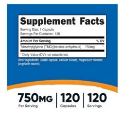 Alternative view of Nutricost Trimethyl Glycine, 750MG. Supports Liver Function, Heart Health, Homocysteine Levels |4 Months Supply|    Exp: 01/2029