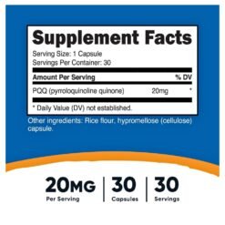 Alternative view of Nutricost Pyrroloquinoline Quinone, PQQ 20MG.  Antioxidant, Antinflammatory, Improves Memory, Focus (Nootropic) & Energy, 30 Capsules    Exp:  10/2027