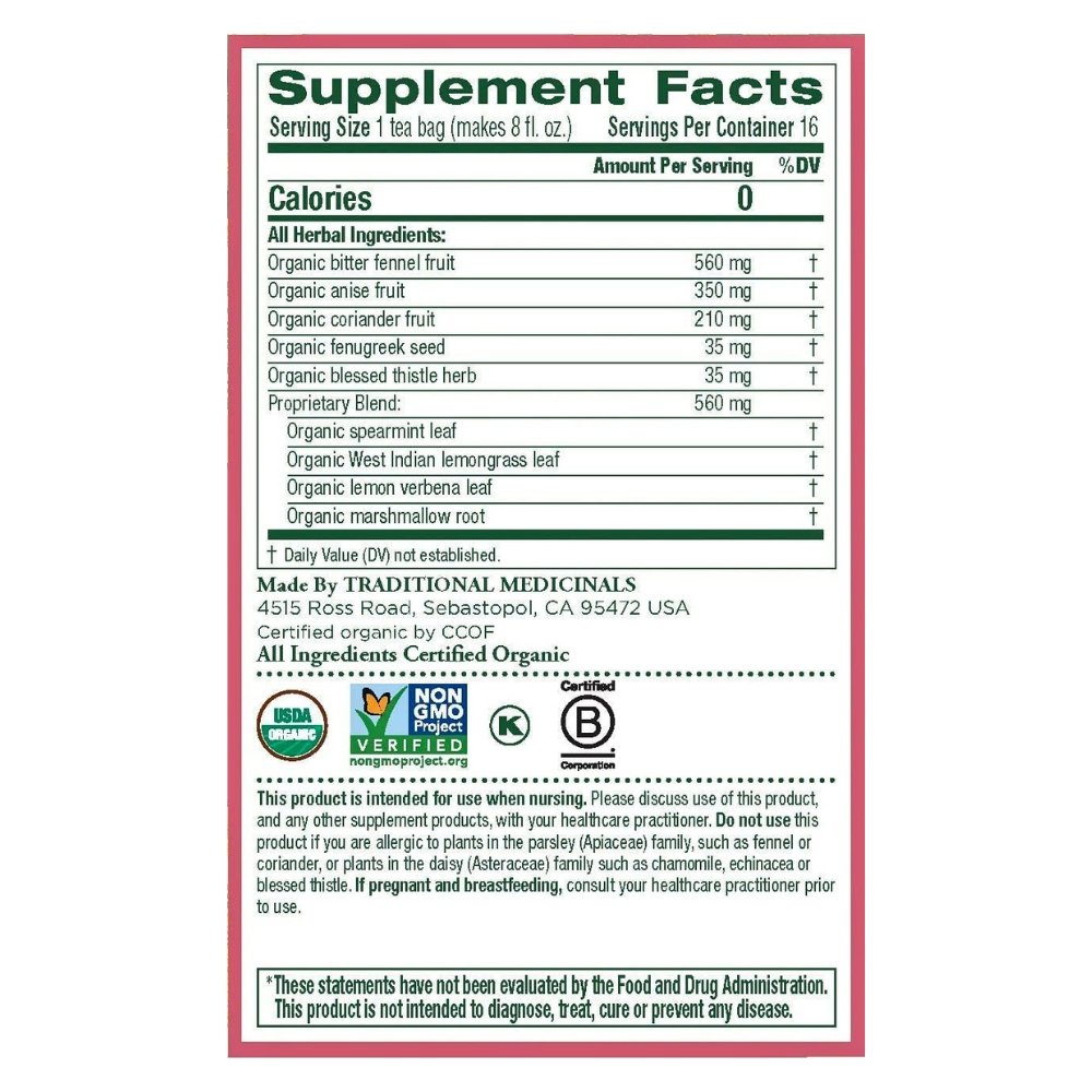 Traditional Medicinals Tea, Organic Mother's Milk, Promotes Healthy Lactation, Breastfeeding Support Exp: 06/2028 - Image 2