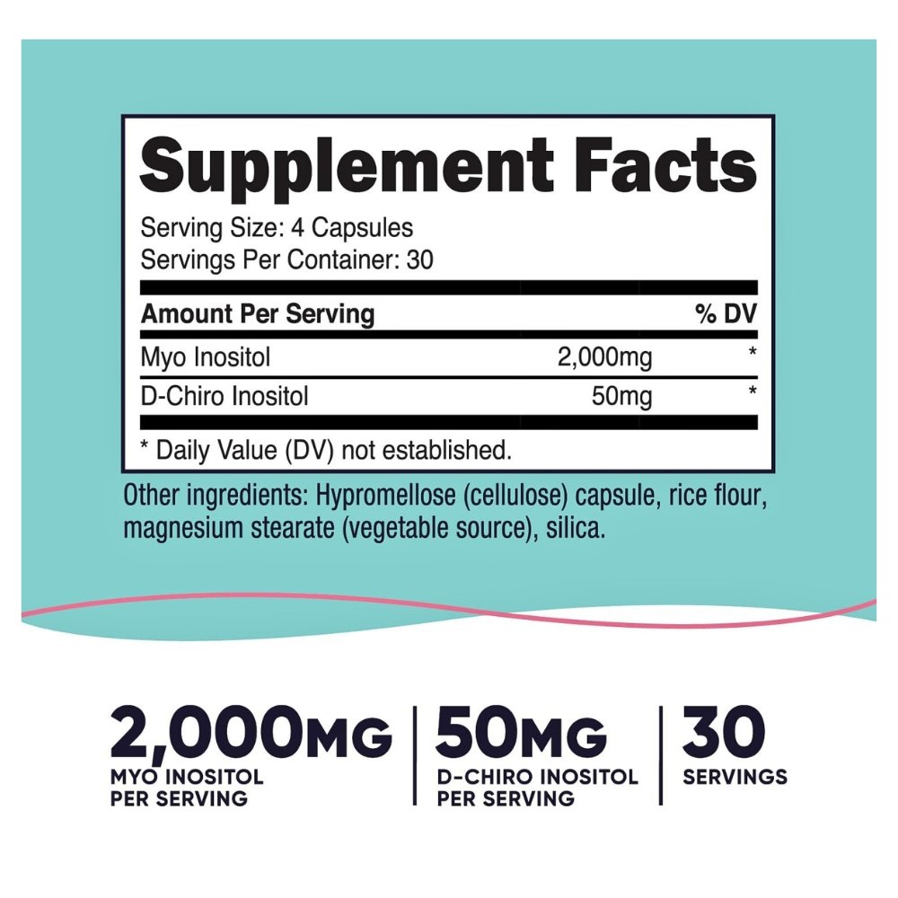 Nutricost Myo & D--Chiro Inositol 2050mg Blend. Supports Hormonal Health, Ovarian Function, & Overall Wellness -120 Capsules Exp:01/2029 - Image 2