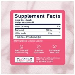 Alternative view of SM Nutrition Myo & D--Chiro Inositol 2050mg Blend. Supports Hormonal Health, Ovarian Function, and Overall Wellness -120 Capsules                                         Exp: