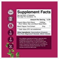 Alternative view of Nature's Craft Maca Root for Women (Blend of Red Yellow & Black Maca Root). For Hormonal Balance, Mood, Libido, Menopausal Symptom Relief, 30 Capsules    Exp:06/2027