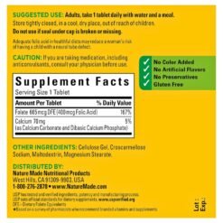 Alternative view of Nature Made Folic Acid  400mcg(66mcg DFE) For Red Blood Cell Formation, Cell Growth & Repair, Prevent Birth Defects, Fertility Support -250 Tablets Exp: 12/2028