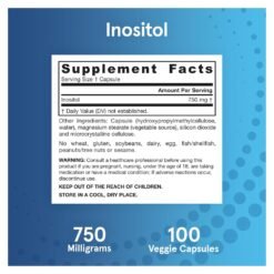 Alternative view of Jarrow Formulas Inositol 750 mg, Liver Support for Cellular Health & General Wellness, 100 Capsules                      Exp:07/2027