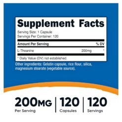 Alternative view of Nutricost L-Theanine 200mg,  To Improve Focus, Cognitive Function & Sleep Quality.        120 Capsules                                                Exp:01/2028