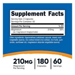 Alternative view of Nutricost High Absorption Magnesium Glycinate, (Bisglycinate) 210MG. For  Muscle Support, Bone & Nerve Health, Blood Pressure, Relaxation, 180 Capsules   |2 Months Supply|  Exp: 01/29
