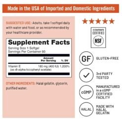 Alternative view of NatureWise Vitamin E 400IU. Antioxidant Supplement For Skin, Heart, Eye & Immune Health Support, 60 Softgels |2 Months Supply|     Exp: 05/2028