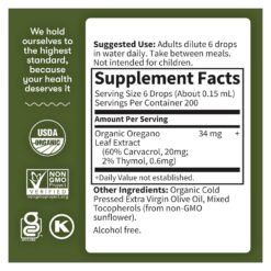Alternative view of Garden of Life Organics Oil of Oregano Liquid, 34mg. Concentrated Plant Based Immune Support, 30ml Liquid.    Exp: 01/2027