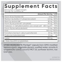 Alternative view of Sports Research Vitamin B-Complex, With Methylated B12 & Methyl Folate, Optimal Support for Energy Production, Cellular Health & Overall Well-Being,  120 Softgels |2 Months Supply|                Exp: 01/2028