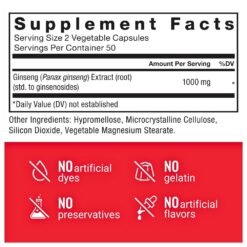Alternative view of Force Factor Panax Ginseng, 1000mg.  For Energy, Immune System Boost, Healthy Stress Management,  100 Capsules.             Exp:05/2027
