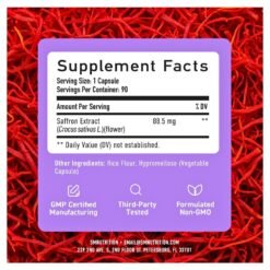 Alternative view of SM Nutrition Pure Saffron Extract, 88MG. Improves Mood, Focus, Eye Health & Energy, 90 Capsules.   |3 Months Supply|    Exp: 12/2027
