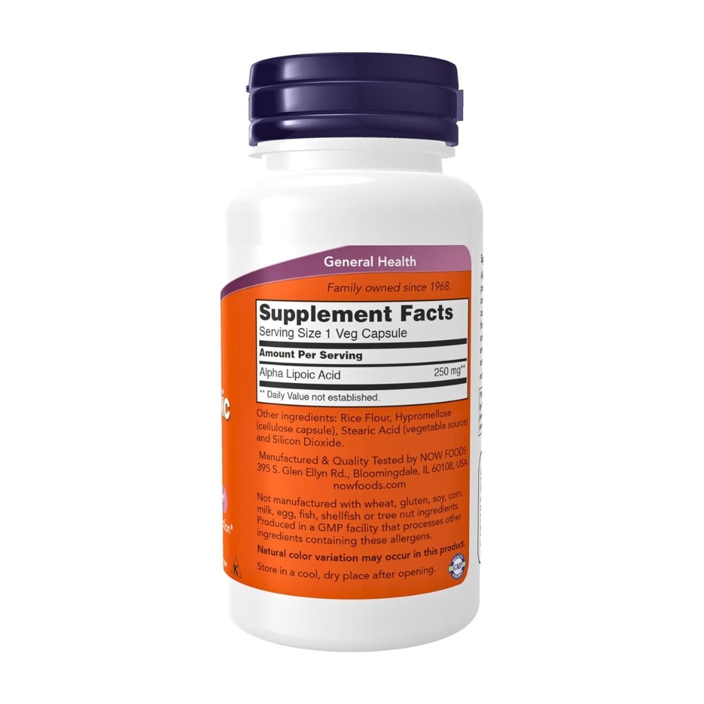 Now Foods Alpha-Lipoic Acid 250mg, For Antioxidant Function, Metabolic Balance, Nerve and Collagen Support, Well Aging - 60 Capsules Exp: 01/2030 - Image 2