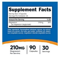 Alternative view of Nutricost High Absorption Magnesium Glycinate, 210MG. For  Muscle Support, Bone & Nerve Health, Blood Pressure, Relaxation, 90 Capsules   |1 Month Supply|   Exp: 05/28