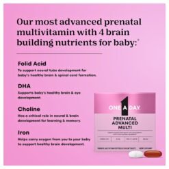 Alternative view of One A Day Prenatal Advanced Vitamin For Women, with Choline, Folic Acid, DHA For Optimal Fetal Brain Development, Growth & Maternal Health. 60 + 60 Count         Exp: 05/2027