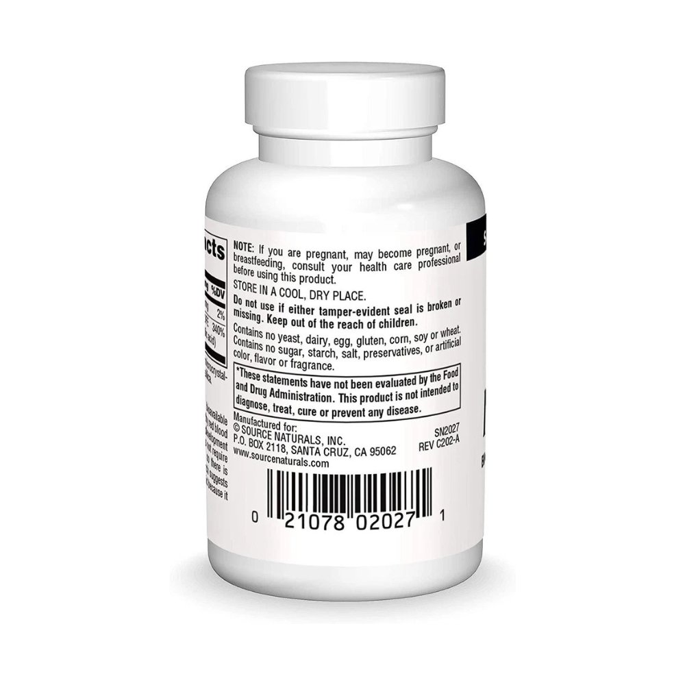 Source Naturals Mega Folinic Acid, Bioactive Form of Folic Acid, 800mcg. Supports Speech, Focus, Behaviour, Brain & Neurological Development.-60 Tablets Exp: 10/29 - Image 3