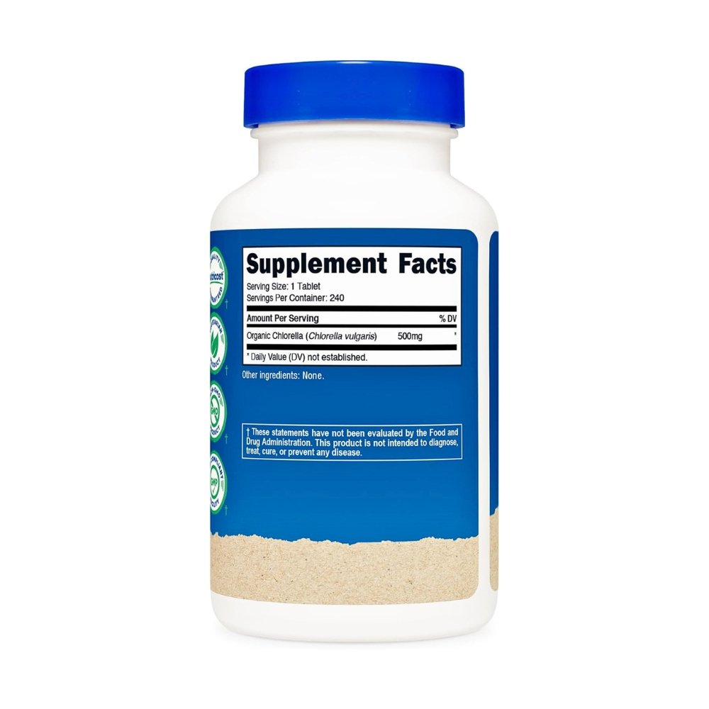 Nutricost Organic Chlorella, 500mg. For Detoxification, Antioxidant Support, Superfood, Nutrient Source, 240 Tablets Exp: 10/2028 - Image 4