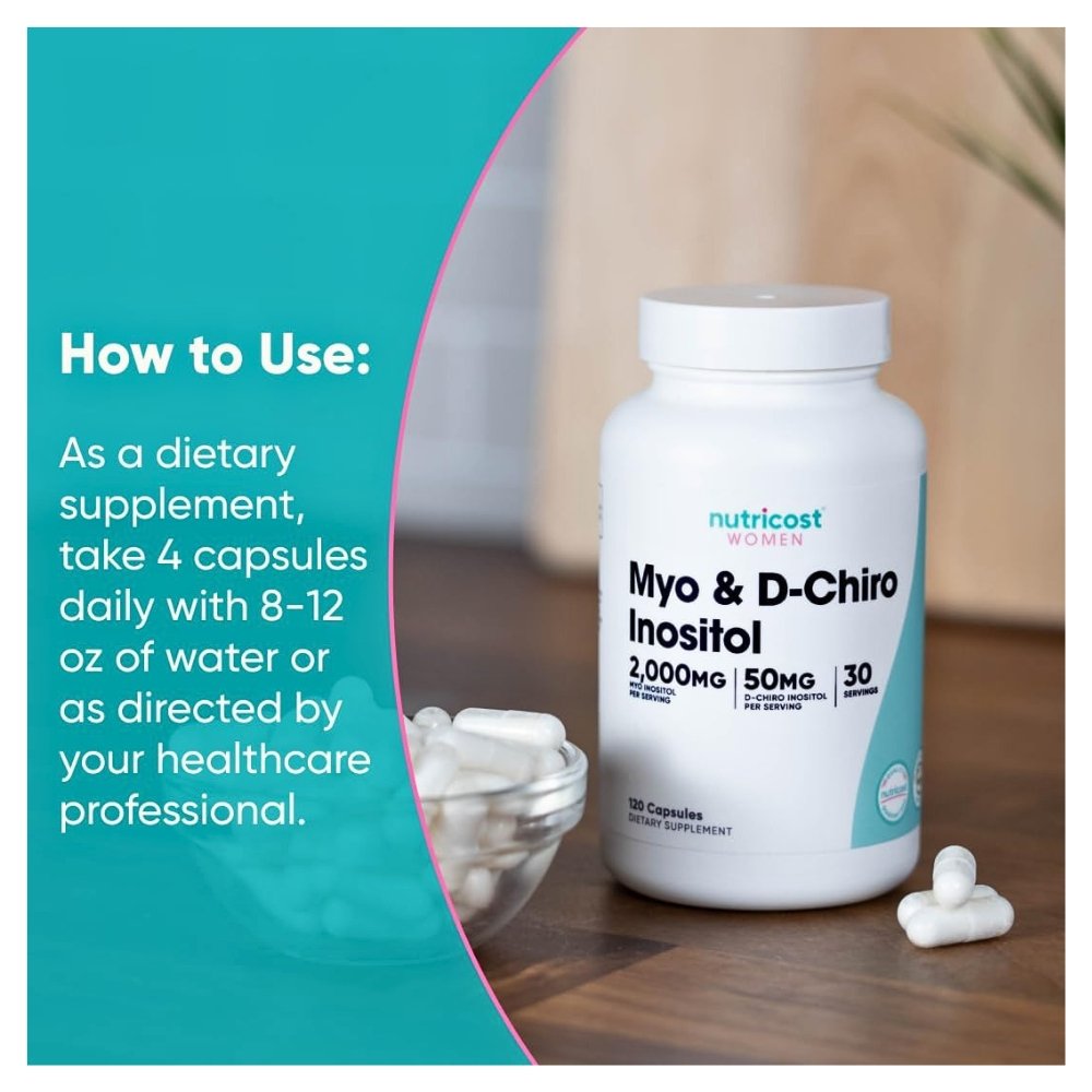 Nutricost Myo & D--Chiro Inositol 2050mg Blend. Supports Hormonal Health, Ovarian Function, & Overall Wellness -120 Capsules Exp:01/2029 - Image 6