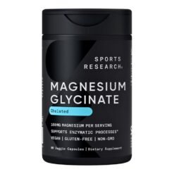 Sports Research Magnesium Glycinate, 160MG. For Blood Pressure Control, Restful Sleep, Bone Health,   60 Softgels.                              Exp: 01/2029