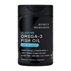 Sports Research Triple Strength Omega-3 Fish Oil From Wild Alaska Pollock, 1250MG (690MG EPA/ 260MG DHA).  Support For Heart, Brain, Eye & Optimal Wellness,  90 Softgels                                                        Exp: 12/2028