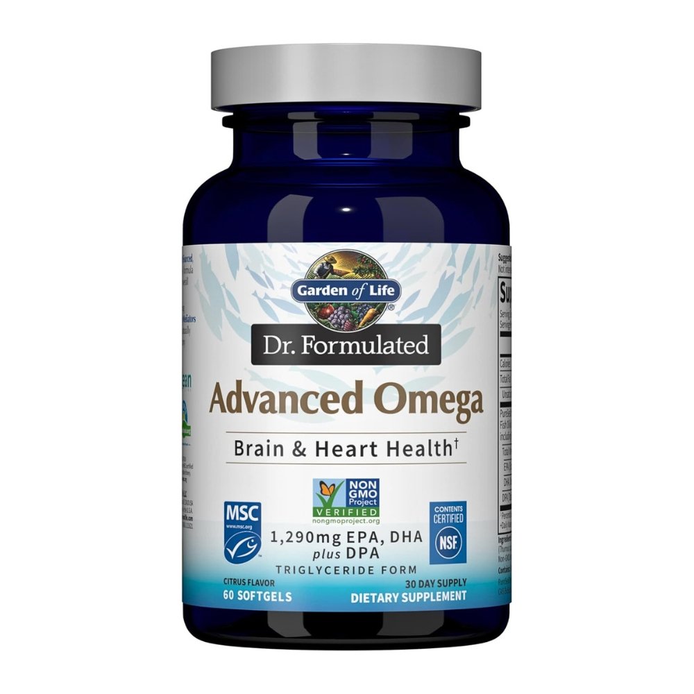 Garden of Life Dr. Formulated Advanced Omega 3 Fish Oil, High Strength, 1,290mg (695MG EPA, 465DHA )+ SPMs. Advanced Brain, Heart, & Antinflammatory Support 60 Softgels Exp:12/2028