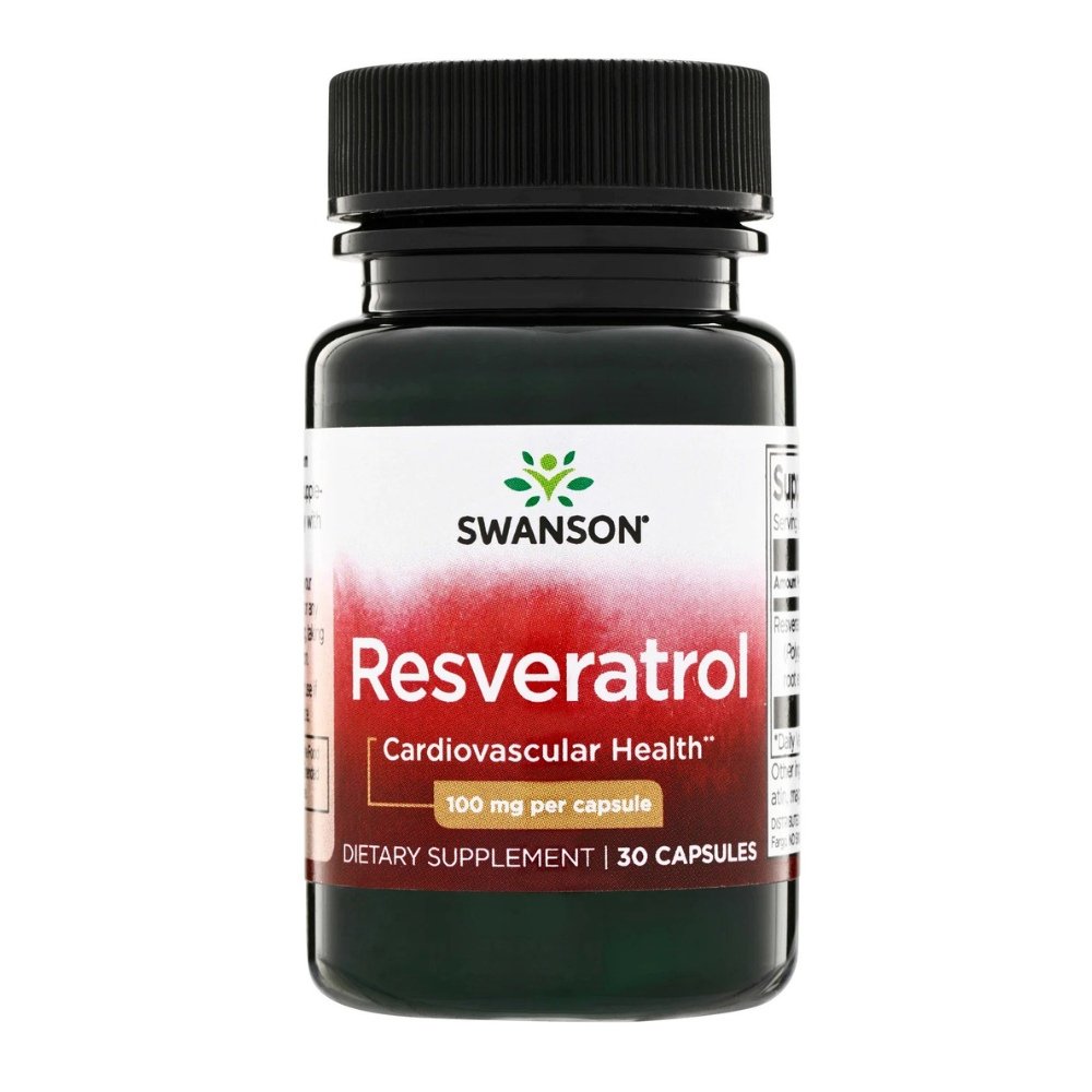 Swanson Vitamins Resveratrol, 100mg. Antioxidant For Cardiovascular Health, Antiaging, 30 Capsules. Exp: 01/2028