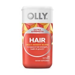 OLLY Ultra Strength Hair Supplement With Biotin, Keratin, Vitamin D, B12 & Amla. For Long, Thick, Healthy Hair,  30 Softgels  Exp: 11/2027