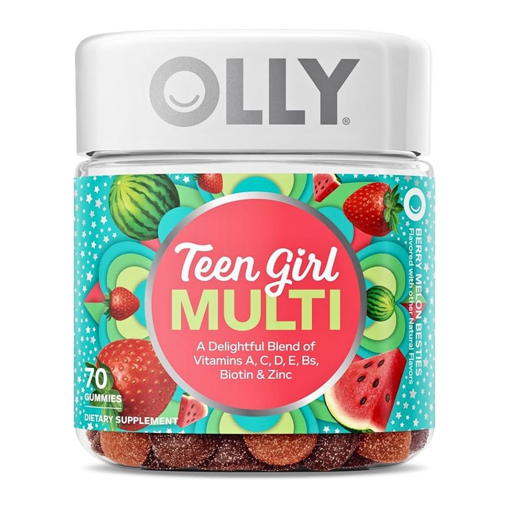 OLLY Teen Girl Multi Gummy, With 15 Essential Vitamins. For Healthy Skin & Immune Support, Berry Melon Flavor, 70 Count, Exp: 05/2027