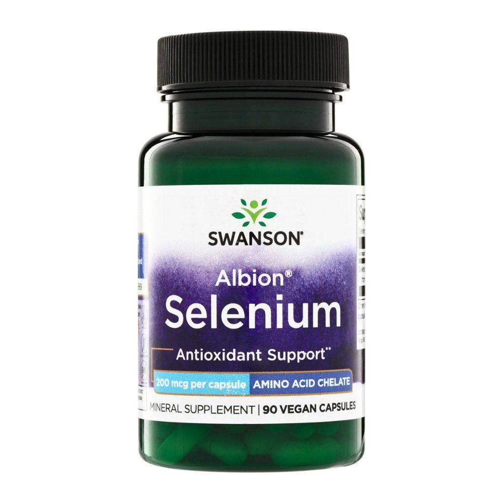 Swanson Albion Selenium Glycinate, 200 mcg. For Thyroid, Immune, Fertility Support, 90 Capsules |3 Months Supply| Exp: 01/2029