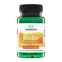 Swanson Biotin, Support For Healthy Hair, Skin & Nails and Improved Energy, 5000mcg- 100 Capsules           |3+ Months Supply|                                Exp: 02/2029