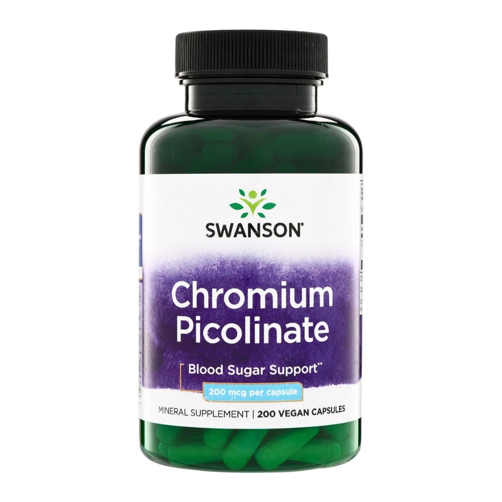 Swanson Chromium Picolinate, 200mcg. Insulin Co-Factor, For Blood Sugar Support, Cardiovasular Health. 100 Capsules |3+ Months Supply| Exp: 01/2029