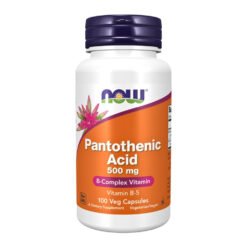 NOW Foods Pantothenic Acid (Vitamin B-5) 500 mg, B-Complex Vitamin. For Energy, Skin & Hair Health                                                             Exp: 01/2029