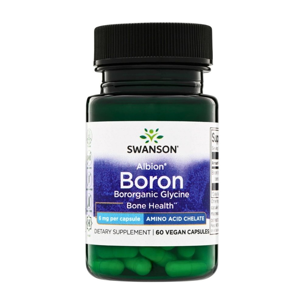 Swanson Boron, Bororganic Glycine 6MG. Trace Mineral To Improve Bone Strength, Hormone boost, Wound Support, 60 Capsules Exp: 10/2028