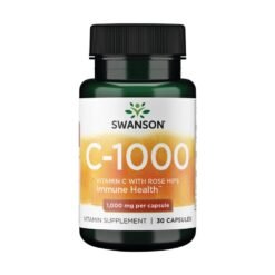 Swanson C-1000 Vitamin C With Rosehips, 1000MG. For Antioxidant, Immune, Skin Support  30 Capsules.                                         Exp: 07/2027