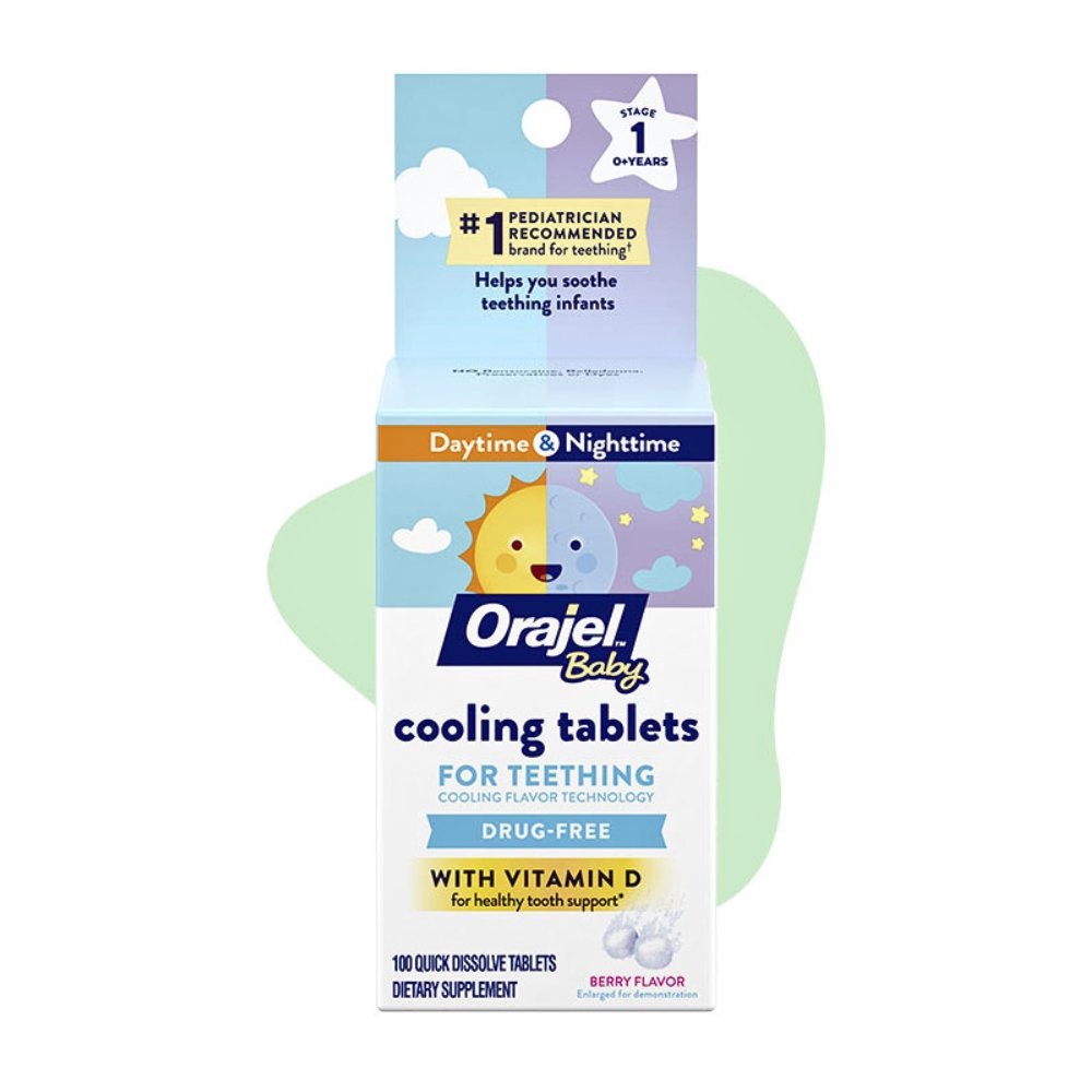Orajel Baby Cooling Tablets for Teething with Vitamin D, 100 Quick Dissolve Tablets Exp: 05/2027