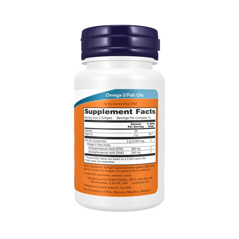 Now Foods Burpless Omega 3 Fish Oil, 180 EPA/120 DHA. Support For Heart, Brain, Eye & Optimal Wellness, 100 Softgels Exp: 11/2029 - Image 2
