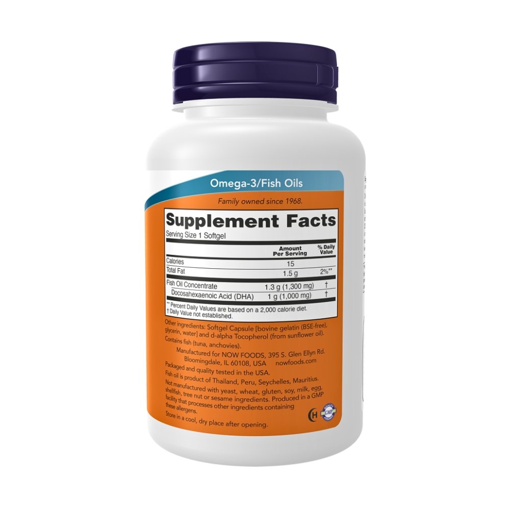 Now Foods DHA-1000, Burpless Fish Oil, Support For Brain, Cardiovascular, Eye Health & Inflammation, 90 Softgels |3+ Months Supply| Exp: 01/2028 - Image 2