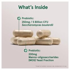 Alternative view of Jarrow Formulas Saccharomyces Boulardii With MOS Probiotics. For Digestive Health & Intestinal Tract Support, - 5 Billion CFU Per Serving  90 Capsules.                               Exp: 07/2027