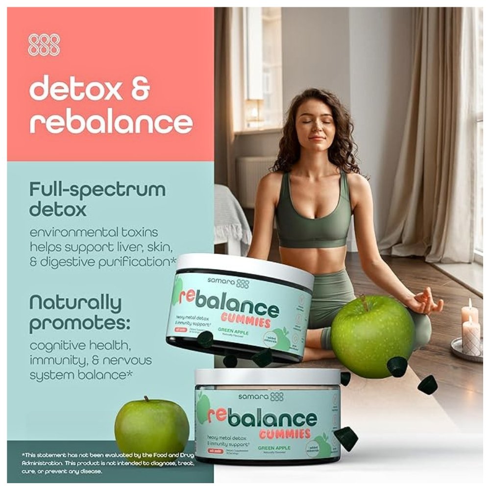 Samara Rebalance Zeolite & Chlorella Detox for Kids & Adults, Gentle Daily Toxin Cleanse For Heavy Metals, Environmental Toxins , 60 Green Apple Exp: - Image 2