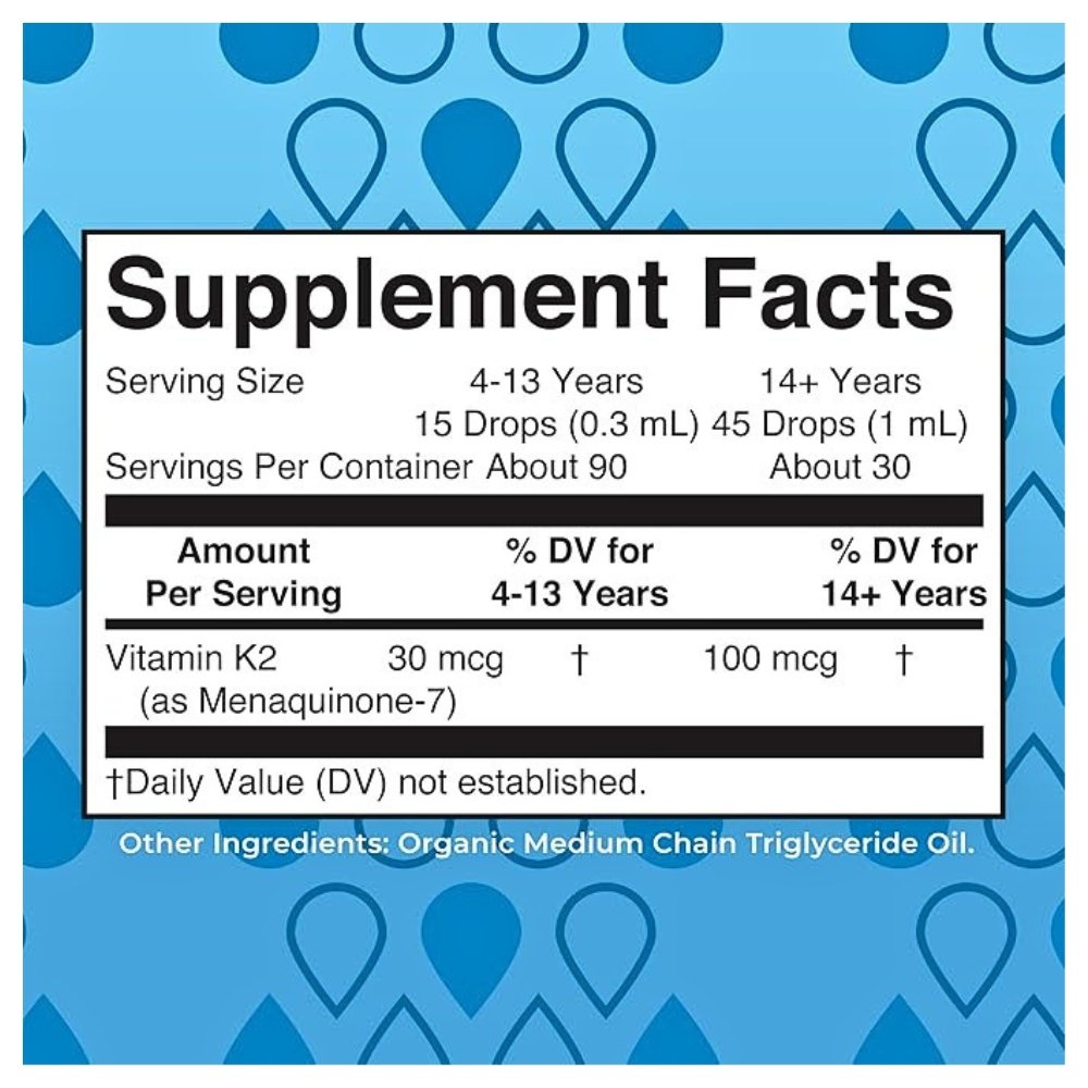 Mary Ruth’s Organic Vitamin K2, MK7 Liquid Drops for Adults & Kids. For Bone Health & Calcium Absorption Exp: 01/2028 - Image 2