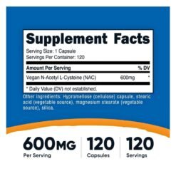 Alternative view of Nutricost N-Acetyl Cysteine (NAC) 600 mg. For Liver Health Support, Detoxification, Glutathione Boost.    120 Capsules      |4 Months Supply|                                  Exp:  11/2028