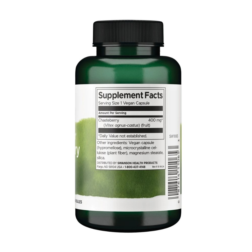 Swanson Full Spectrum Chasteberry, 400MG. For Menopausal, PMS, Hormonal Support, 120 Capsules. Exp:12/2028 - Image 2